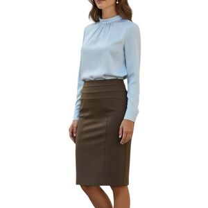 ADRIENNE VITTADINI Skirt Brown Straight Pencil Skirt Size 12 Stretch Fitted
